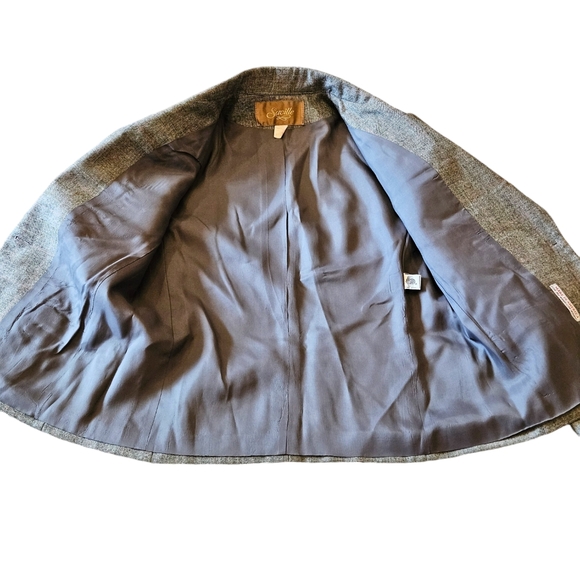 Vintage Wool Saville Gray Plaid Blazer Suit Jacket Size 10 - Picture 3 of 12